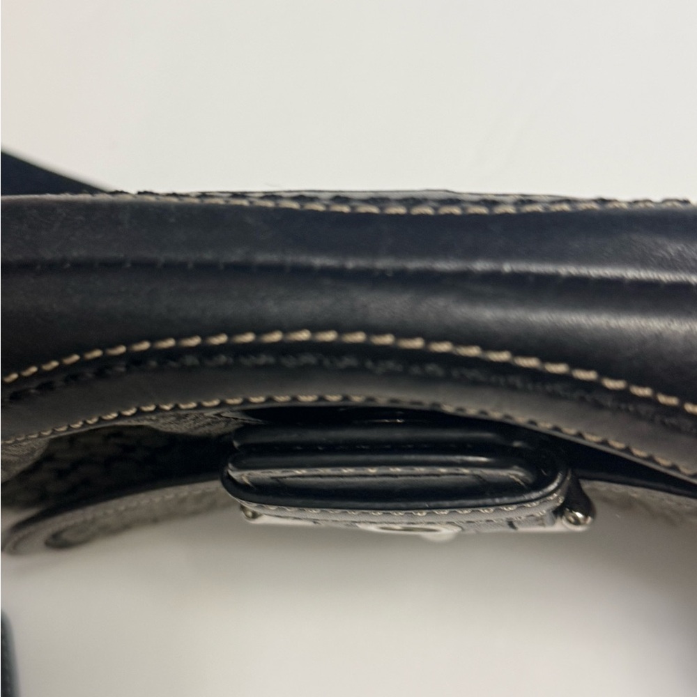 Vintage Y2K Coach Soho Signature C Flap Shoulder Bag Hobo F10925 Black Canvas - Picture 7 of 14